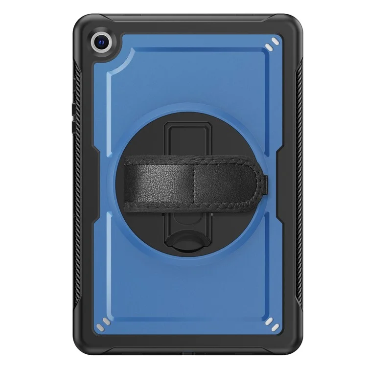 For Samsung Galaxy Tab A9+ (SM-X210  /  X215  /  X216  /  X218) Case Kickstand PC + TPE Tablet Cover with Hand Strap and Shoulder Strap - Navy Blue
