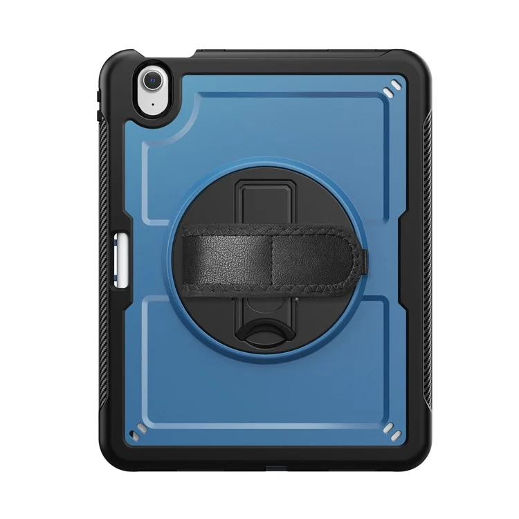 For iPad Air 11 (2025) M3 A3266  /  (2024) M2 A2902 Case Kickstand PC + TPE Tablet Cover with Hand Strap and Shoulder Strap - Navy Blue