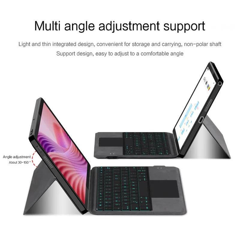 Für Lenovo Tab 10.1 (2025) Lederhülle + Touchpad Bluetooth-kompatible Tastatur mit Hintergrundbeleuchtung