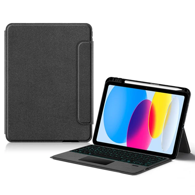For iPad (2025) Leather Case + Touchpad Bluetooth-Compatible Keyboard with Backlit