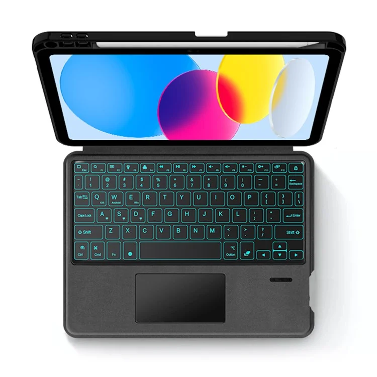 For iPad (2025) Leather Case + Touchpad Bluetooth-Compatible Keyboard with Backlit