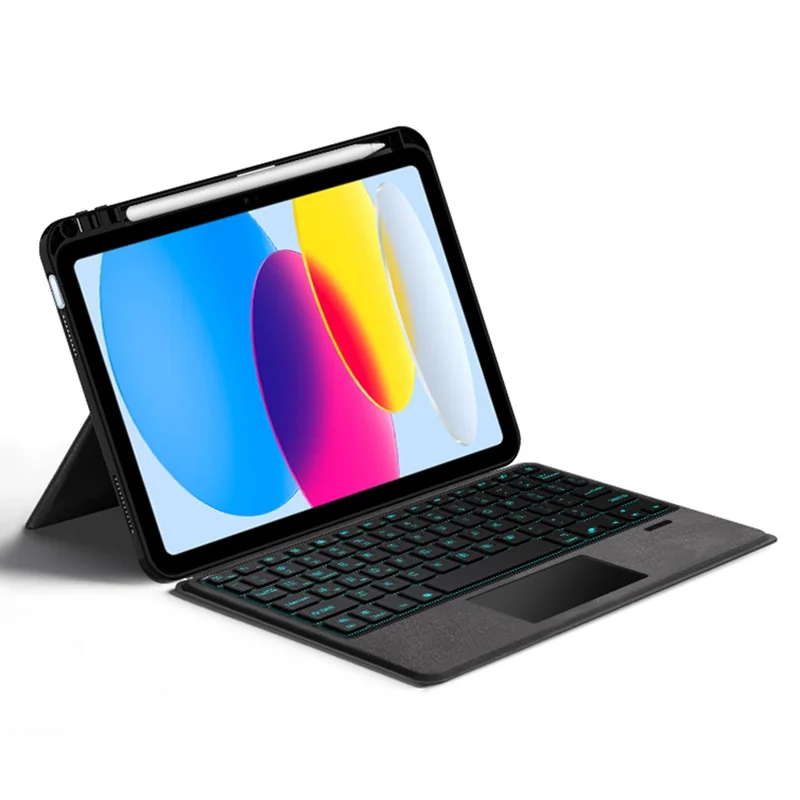 For iPad (2025) Leather Case + Touchpad Bluetooth-Compatible Keyboard with Backlit