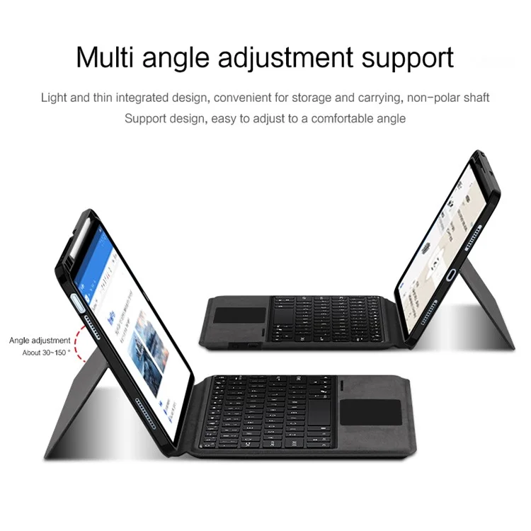 For iPad (2025) Leather Case + Touchpad Bluetooth-Compatible Keyboard with Backlit