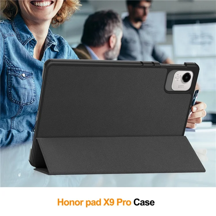 For Honor Pad X9a Hülle Stoßfeste Lederhülle mit Ständer für Tablet - Schwarz