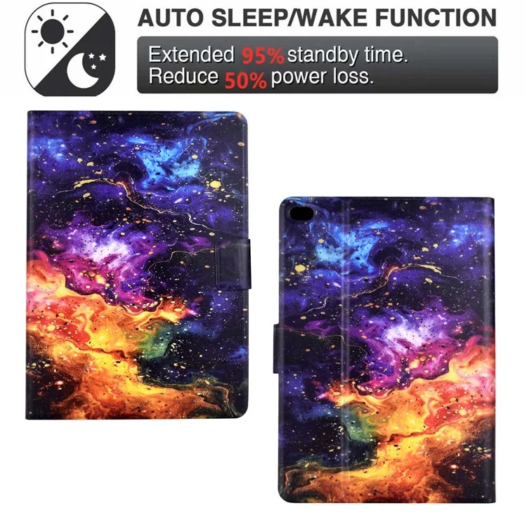 Stand Case for iPad 9.7-inch (2018) / (2017) / Air 2 / Air (2013) Pattern Printing Tablet Leather Cover with Auto Wake / Sleep - Nebula
