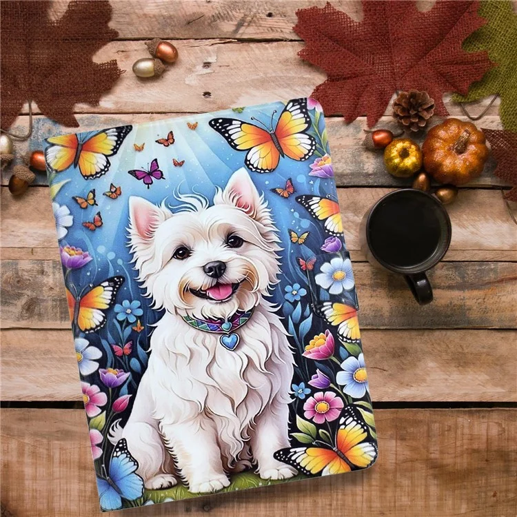 Funda con Soporte de Cuero para iPad Air 11 (2025) / (2024) / Air (2022) / (2020) / Pro 11 (2022) / (2021) / (2020) / (2018) - Diseño de Perro