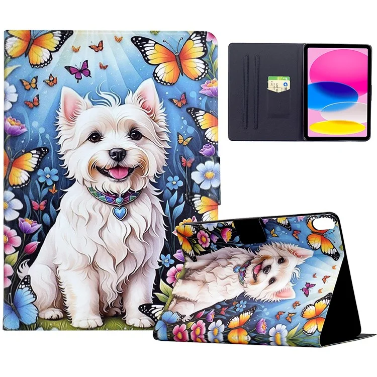 Cover per iPad (2025) / iPad 10.9 (2022) con Stampa a Fantasia, Custodia in Pelle con Accensione/Spegnimento Automatico - Cane