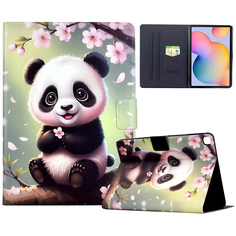 Stand Case for Samsung Galaxy Tab S6 Lite (2024)  /  (2022)  /  (2020) (SM-P610  /  615) Pattern Printing Tablet Leather Cover - Sakura Panda