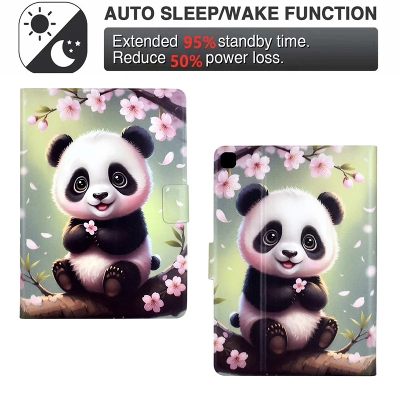 Stand Case for Samsung Galaxy Tab S6 Lite (2024)  /  (2022)  /  (2020) (SM-P610  /  615) Pattern Printing Tablet Leather Cover - Sakura Panda