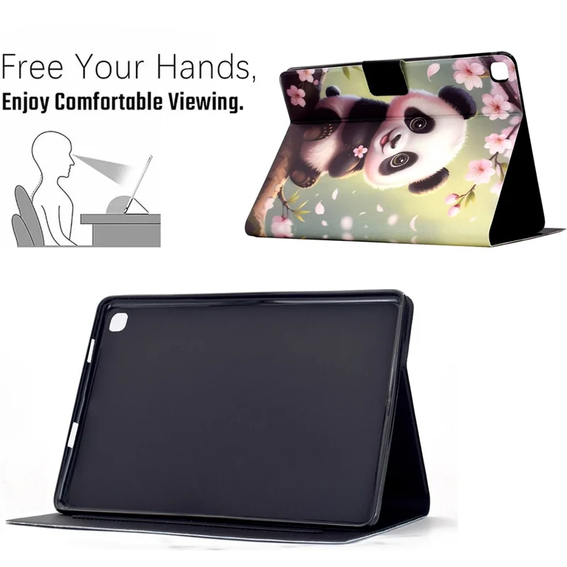 Stand Case for Samsung Galaxy Tab S6 Lite (2024)  /  (2022)  /  (2020) (SM-P610  /  615) Pattern Printing Tablet Leather Cover - Sakura Panda