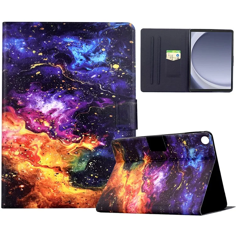 For Samsung Galaxy Tab A9 Stand Case Pattern Printing Tablet Leather Cover with Auto Wake / Sleep - Nebula