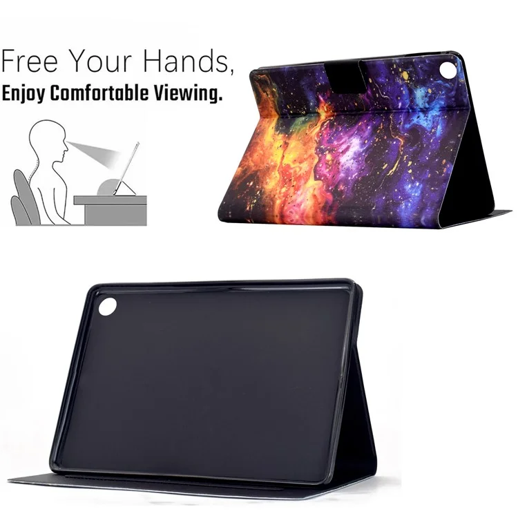 For Samsung Galaxy Tab A9 Stand Case Pattern Printing Tablet Leather Cover with Auto Wake / Sleep - Nebula