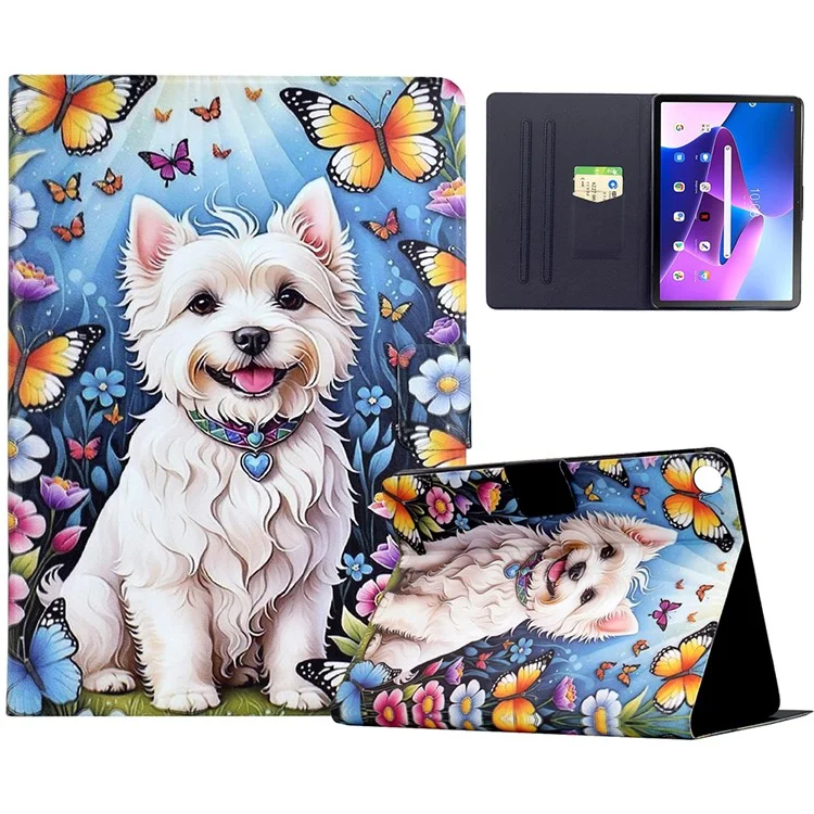 Étui Support pour Lenovo Tab M10 Plus (3ème Génération) Motif Imprimé Housse en Cuir avec Mise en Veille/Réveil Automatique - Chien