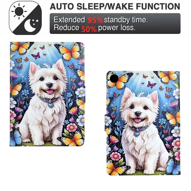 Étui Support pour Lenovo Tab M10 Plus (3ème Génération) Motif Imprimé Housse en Cuir avec Mise en Veille/Réveil Automatique - Chien