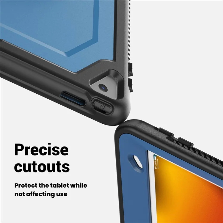 Tablet Case For iPad 10.2 (2021)  /  (2020)  /  (2019)  /  Air 10.5 inch (2019)  /  Pro 10.5-inch (2017) Kickstand PC TPE Cover with Hand Strap - Navy Blue