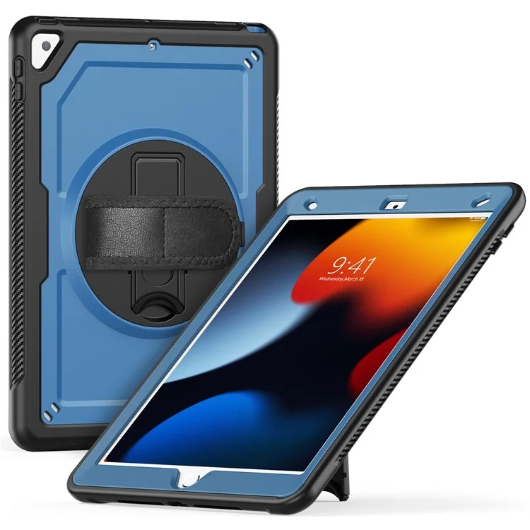 Tablet Case For iPad 10.2 (2021)  /  (2020)  /  (2019)  /  Air 10.5 inch (2019)  /  Pro 10.5-inch (2017) PC + TPE Cover with Shoulder Strap - Navy Blue