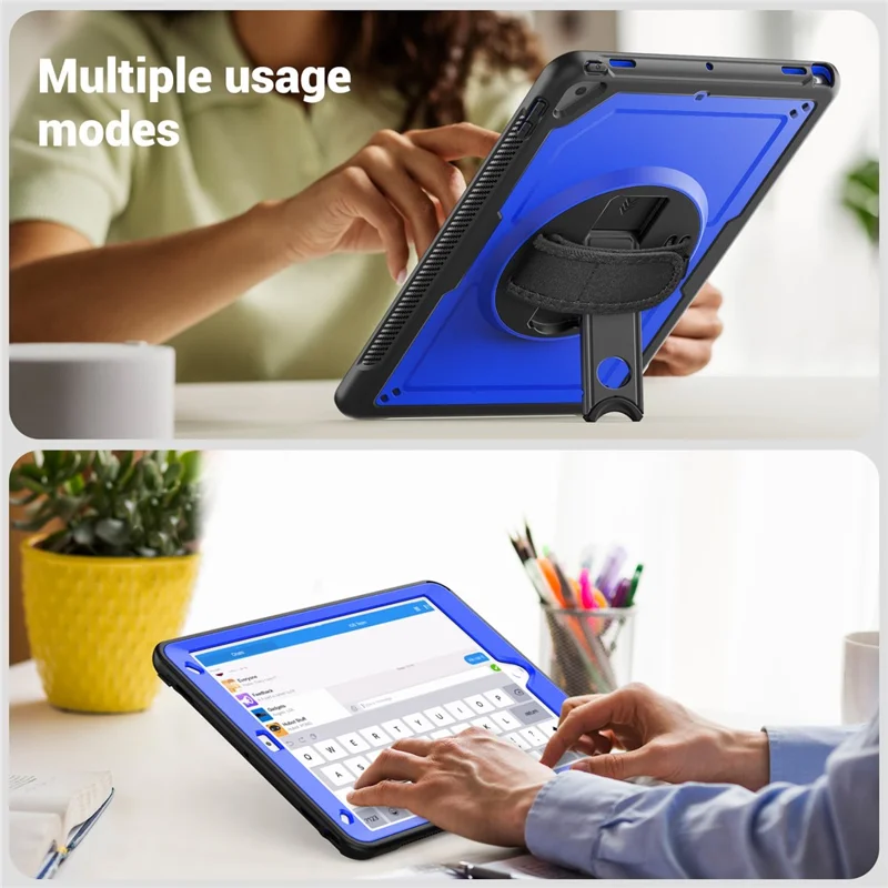 Tablet Case For iPad 10.2 (2021)  /  (2020)  /  (2019)  /  Air 10.5 inch (2019)  /  Pro 10.5-inch (2017) PC + TPE Cover with Shoulder Strap - Dark Blue
