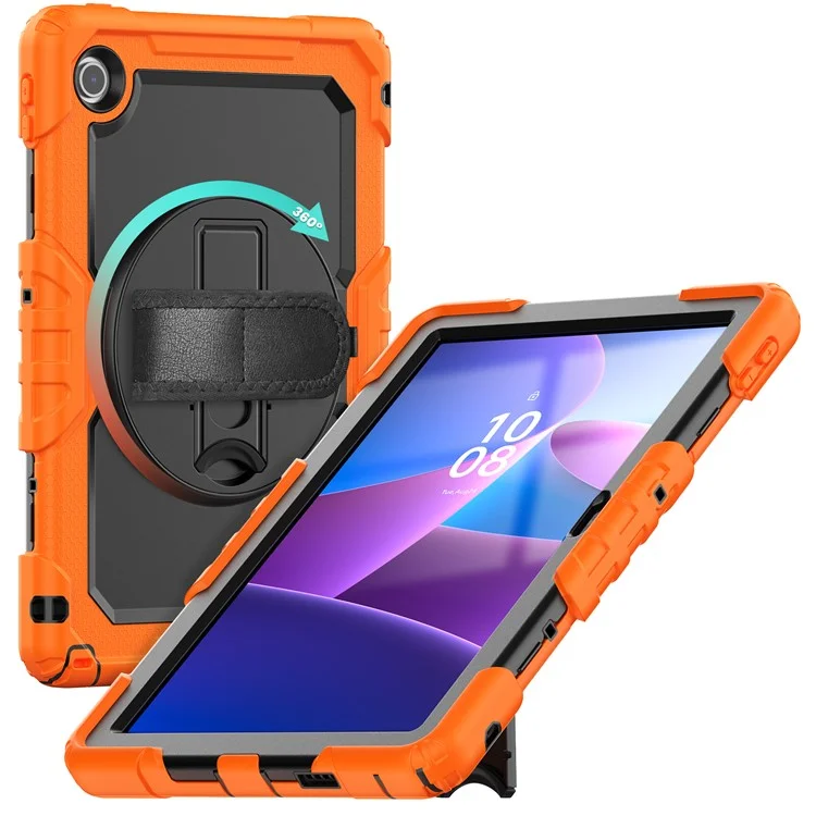 Para Lenovo Tab 10.1 (2025) TB-311XU / Funda Tab TB311FU Carcasa PC + Cubierta de Tableta de Silicona con Película Antirrascado de PET y Correa para el Hombro - Naranja
