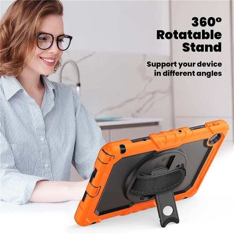 Para Lenovo Tab 10.1 (2025) TB-311XU / Funda Tab TB311FU Carcasa PC + Cubierta de Tableta de Silicona con Película Antirrascado de PET y Correa para el Hombro - Naranja