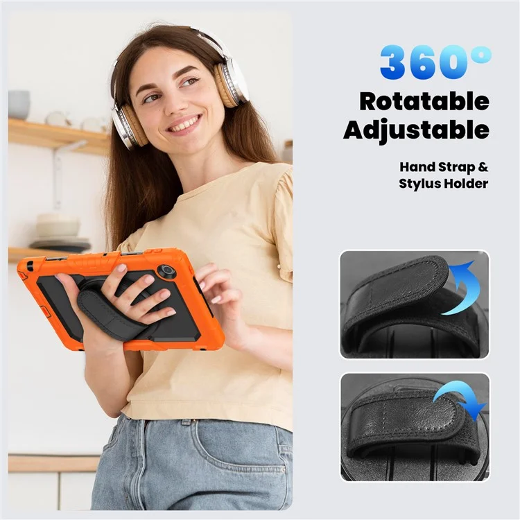 Para Lenovo Tab 10.1 (2025) TB-311XU / Funda Tab TB311FU Carcasa PC + Cubierta de Tableta de Silicona con Película Antirrascado de PET y Correa para el Hombro - Naranja