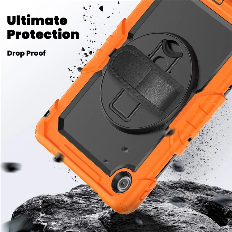Para Lenovo Tab 10.1 (2025) TB-311XU / Funda Tab TB311FU Carcasa PC + Cubierta de Tableta de Silicona con Película Antirrascado de PET y Correa para el Hombro - Naranja