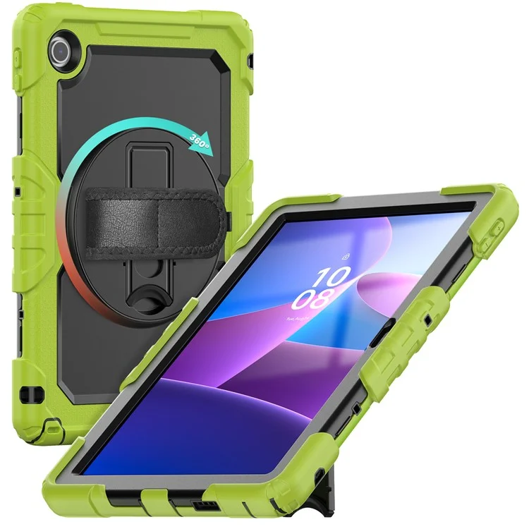 Per Lenovo Tab 10.1 (2025) TB-311XU / Tab TB311FU Cover PC + Silicone per Tablet con Pellicola Anti-Graffi PET e Tracolla - Verde Giallo