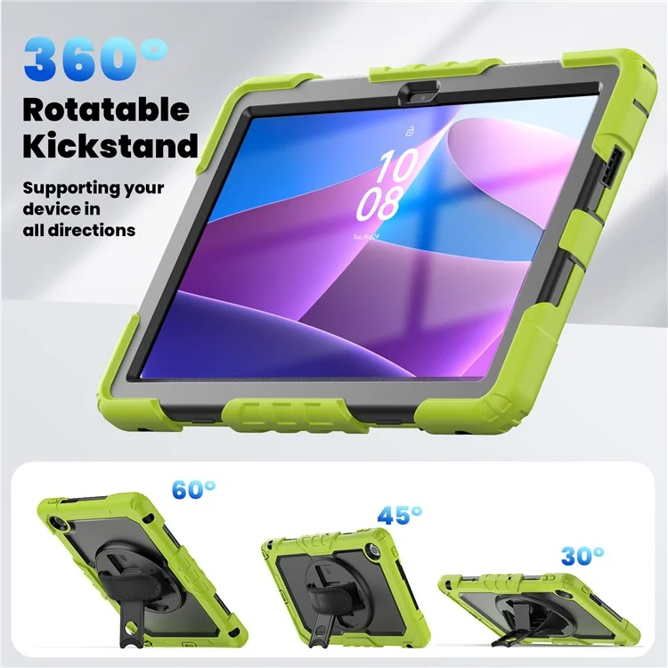 Per Lenovo Tab 10.1 (2025) TB-311XU / Tab TB311FU Cover PC + Silicone per Tablet con Pellicola Anti-Graffi PET e Tracolla - Verde Giallo