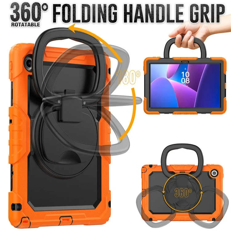 Funda para Lenovo Tab 10,1 (2025) TB-311XU / Tab TB311FU con Anillo de Soporte, PC + Silicona Antichoque para Tablet - Naranja