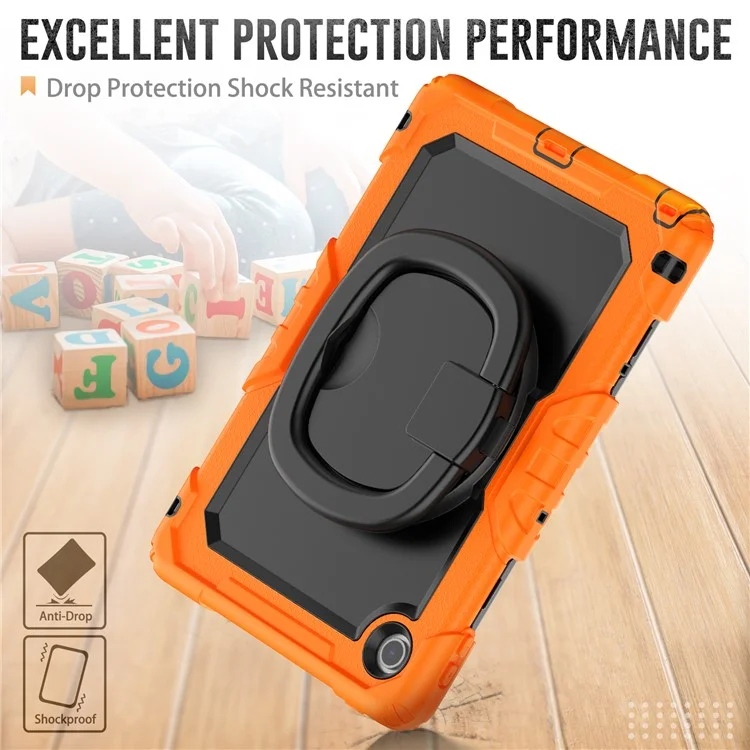 Funda para Lenovo Tab 10,1 (2025) TB-311XU / Tab TB311FU con Anillo de Soporte, PC + Silicona Antichoque para Tablet - Naranja