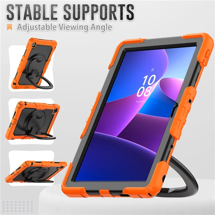Funda para Lenovo Tab 10,1 (2025) TB-311XU / Tab TB311FU con Anillo de Soporte, PC + Silicona Antichoque para Tablet - Naranja