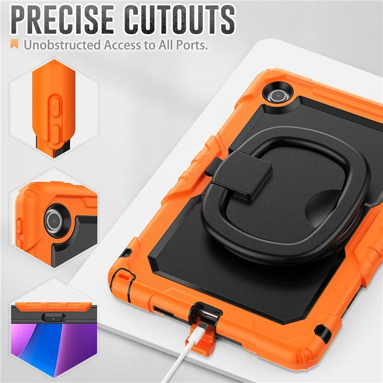 Funda para Lenovo Tab 10,1 (2025) TB-311XU / Tab TB311FU con Anillo de Soporte, PC + Silicona Antichoque para Tablet - Naranja