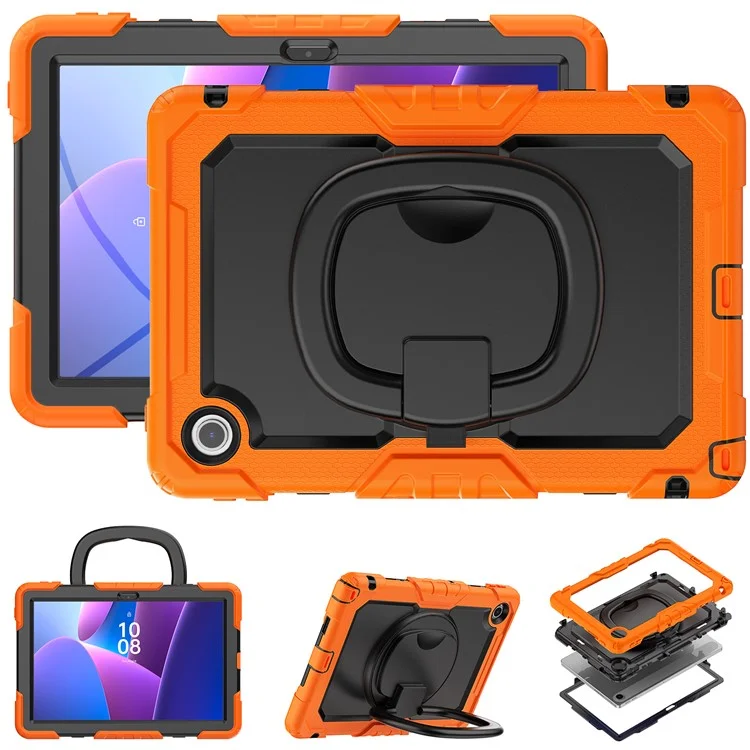 Funda para Lenovo Tab 10,1 (2025) TB-311XU / Tab TB311FU con Anillo de Soporte, PC + Silicona Antichoque para Tablet - Naranja