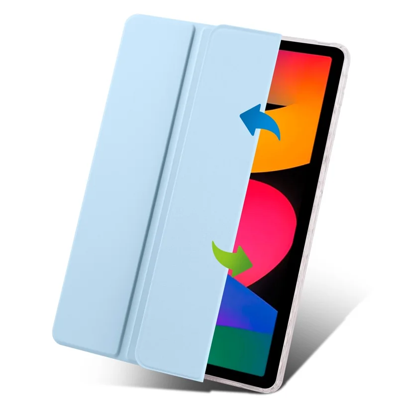 For Xiaomi Redmi Pad SE Case Tri-Fold Stand Leather+TPU+Acrylic Clear Back Tablet Cover - Baby Blue