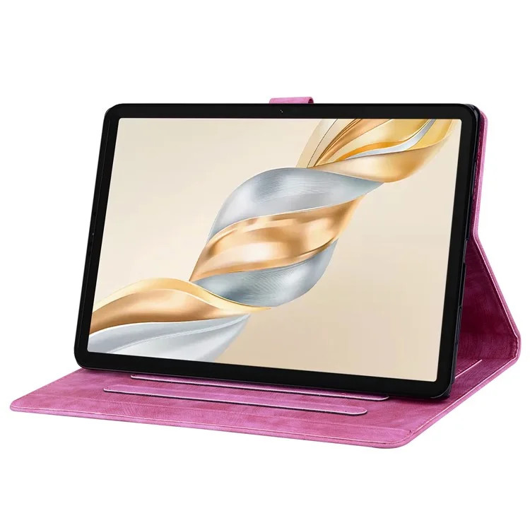 For Honor Pad X9a / Pad X9 Pro Case Card Slots Leather Tablet Stand Folio Cover Flower Cat - Rose