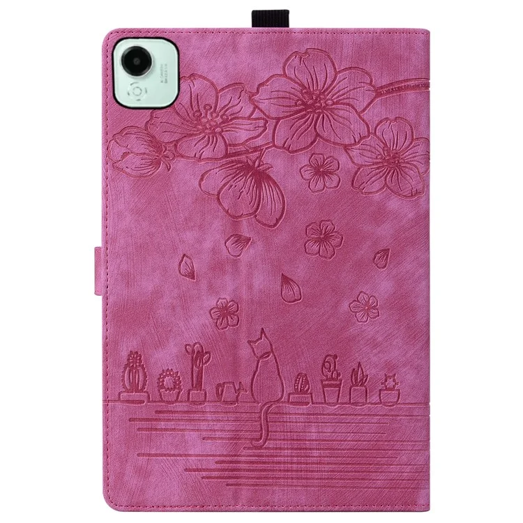 For Honor Pad X9a / Pad X9 Pro Case Card Slots Leather Tablet Stand Folio Cover Flower Cat - Rose