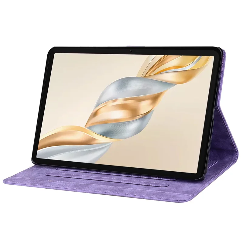 For Honor Pad X9a / Pad X9 Pro Case Card Slots Leather Tablet Stand Folio Cover Flower Cat - Purple