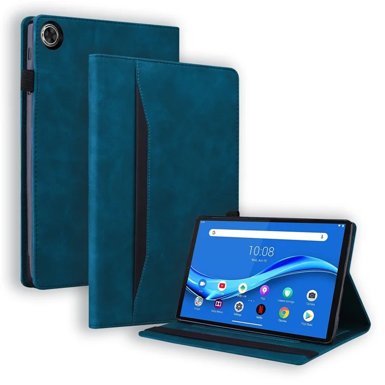 Für Lenovo Tab K10C / Tab E10C Hülle PU-Leder Schutzhülle Tablet-Cover mit Kartenhalter - Blau