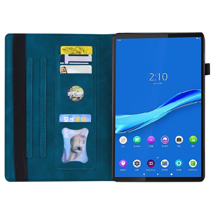 Für Lenovo Tab K10C / Tab E10C Hülle PU-Leder Schutzhülle Tablet-Cover mit Kartenhalter - Blau