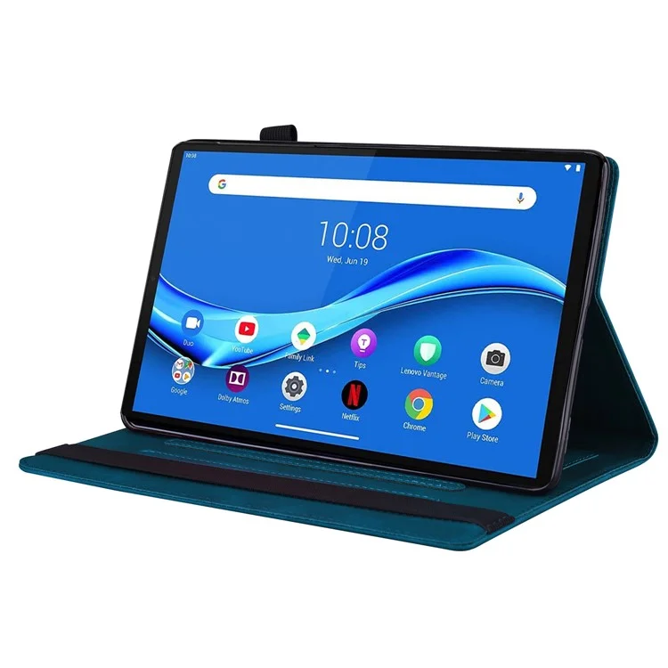 Für Lenovo Tab K10C / Tab E10C Hülle PU-Leder Schutzhülle Tablet-Cover mit Kartenhalter - Blau