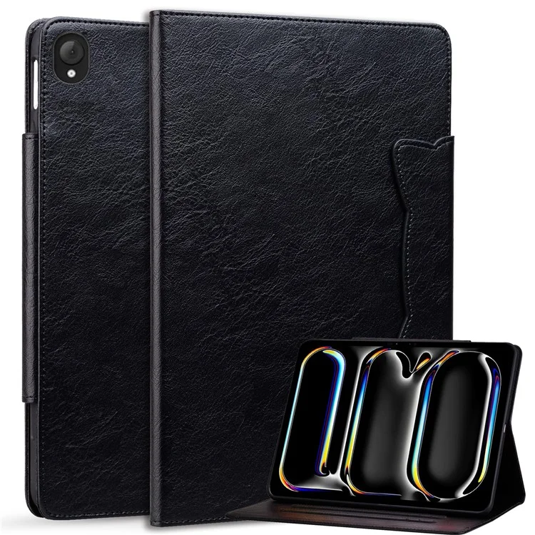 Cover in pelle con chiusura a fibbia a gatto per Lenovo Tab K10C / E10C - Nero con supporto protettivo
