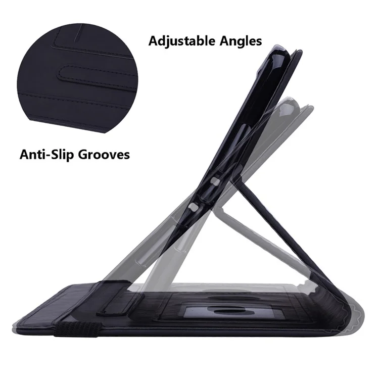 Cover in pelle per Tablet Lenovo Tab K10C / E10C con slot per schede e motivo floreale - Nero