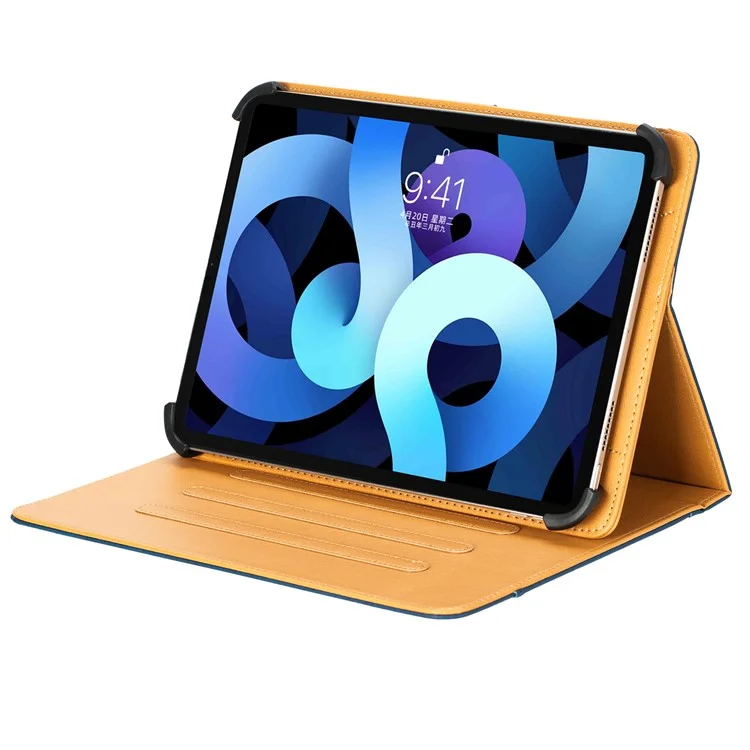 Universal 7 - 8 inch Case Dual Color Cowhide Texture Stand Leather Tablet Cover - Blue