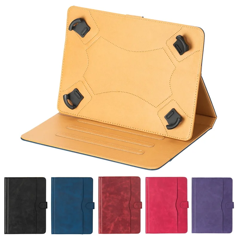 Universal 7 - 8 inch Case Dual Color Cowhide Texture Stand Leather Tablet Cover - Purple