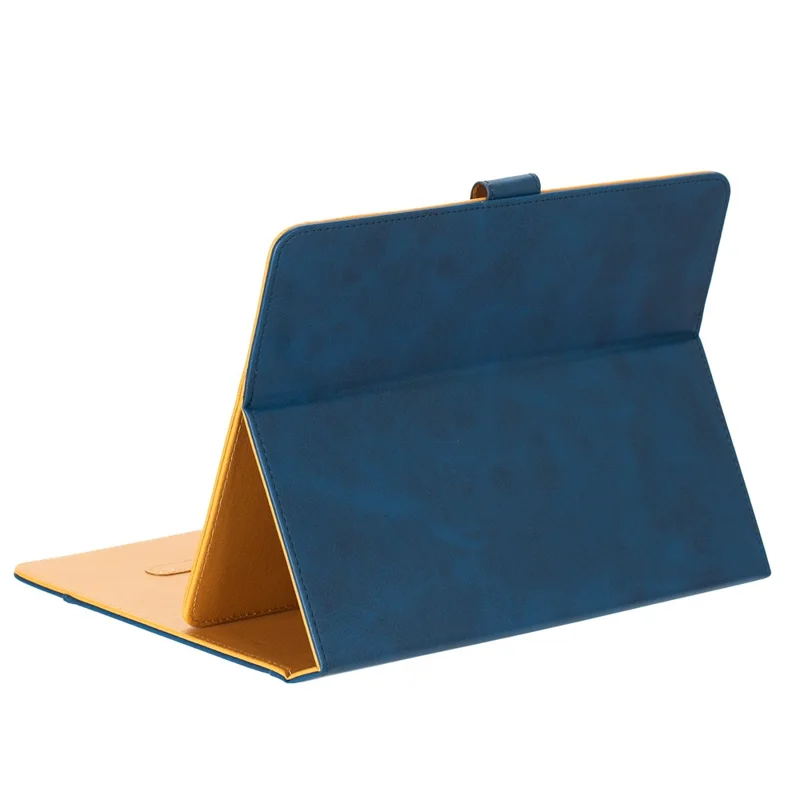Universal 9 - 10 inch Case Dual Color Cowhide Texture Stand Leather Tablet Cover - Blue