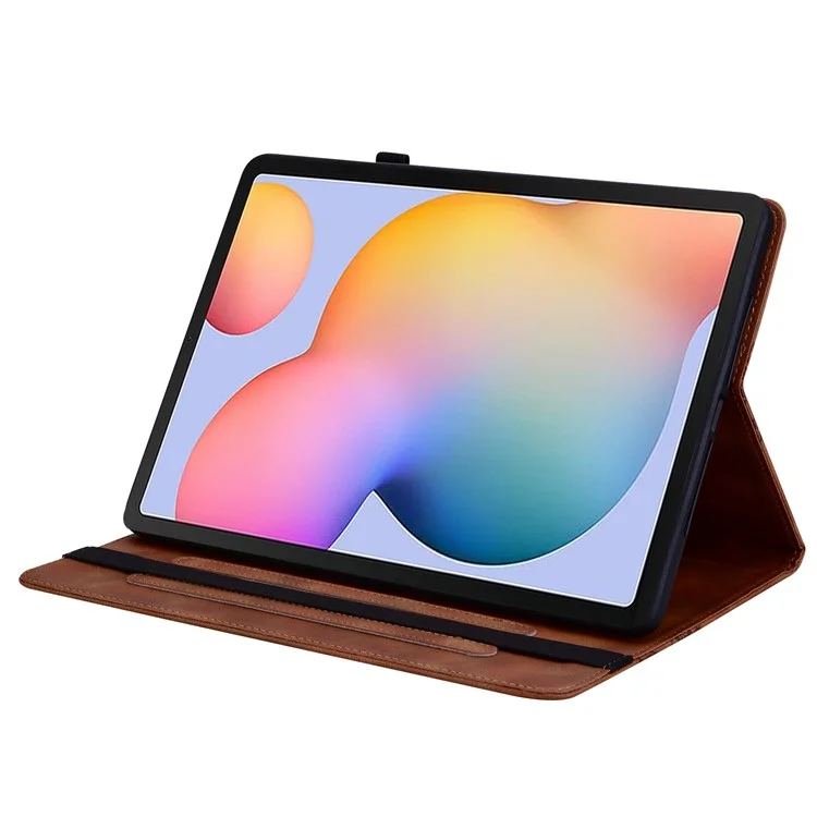 Für Samsung Galaxy Tab S6 Lite (2024) / (2022) (SM-P610 / 615) Lederetui Herzprägung Faltbarer Ständer Kartenschlitz Stylus-Halter Tablet-Hülle - Braun