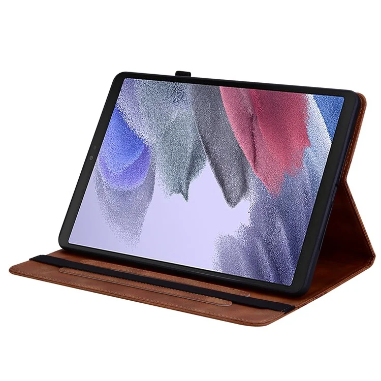Étui en cuir pour Samsung Galaxy Tab A7 Lite 8,7 pouces (T220 / T225) avec motif de cœur, support pliant, emplacement pour carte, support pour stylet - Marron