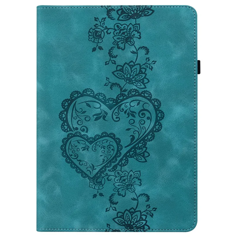 For iPad mini (2024)  /  (2021) Leather Case Heart Imprint Foldable Stand Card Slot Stylus Holder Tablet Cover - Green