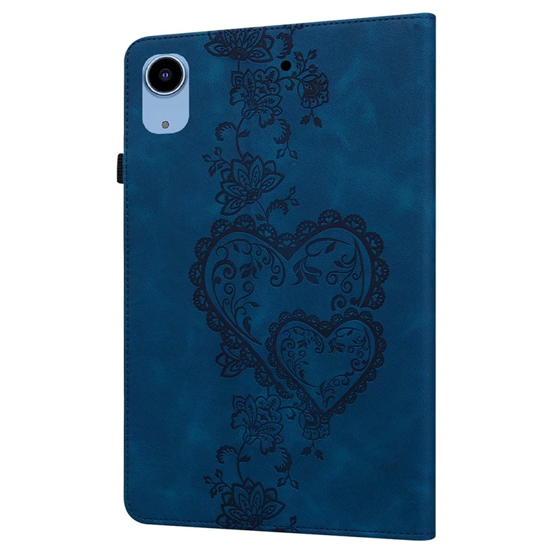 Custodia in Pelle per iPad 10.2 (2021) / (2020) / (2019) / Air 10.5 pollici (2019) con Stampa a Cuore, Supporto Pieghevole, Slot per Schede, Porta Stilo - Blu