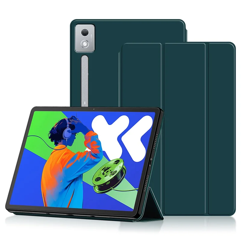 For Lenovo Idea Tab Pro / Xiaoxin Pad Pro 12.7 (2025) Case PU Leather TPU Back Trifold Stand Tablet Cover - Green