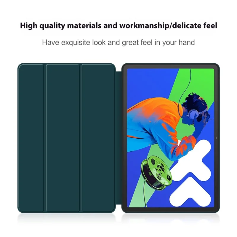 For Lenovo Idea Tab Pro / Xiaoxin Pad Pro 12.7 (2025) Case PU Leather TPU Back Trifold Stand Tablet Cover - Green
